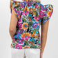 Ruffled Flutter Sleeve Floral Print Blouse