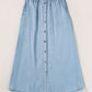 Fully Buttoned Long Denim Skirt