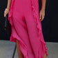 Ruffle Slit High Waist Wide Leg Pants