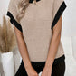 Contrast Trim Round Neck Batwing Sleeve Sweater Top