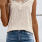 Guipure Lace Crochet Keyhole Back Tank Top