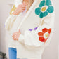 Flower Jacquared Bubble Sleeve Open Cardigan