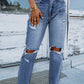Open Knee Cutout Straight Leg Jeans
