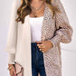 Leopard Patchwork Smocked Cuffs Open Front Cardigans