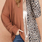 Leopard Print Sequin Colorblock Long Sleeve Top