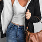 Buttoned Hooded Open Front Knitted Sweater