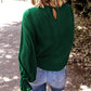 Crew Neck Ruffle Bubble Sleeve Top