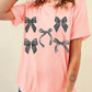 Bow Knots Print Slim Fit Crew Neck T Shirt