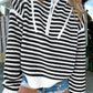 Stripe Zip up Collar Drop Shoulder Sweater