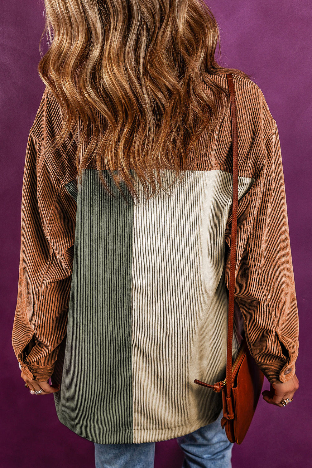 Corduroy Colorblock Loose Shacket