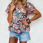 Ricrac Floral Tiered Short Sleeve Blouse