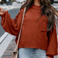 Raw Edge Patch Pocket Exposed Seam Loose Sweater