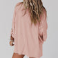 Ribbed Roll-tab Sleeve Chest Pocket Oversize Top