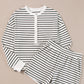 Stripes Printed Half Button Long Sleeve Top and Shorts Set