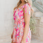 Wrap V Neck Tie Shoulder Abstract Print Sleeveless Romper