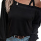 One Shoulder Long Sleeve Shift Blouse