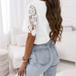 White Crochet Lace Short Sleeve Blouse
