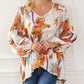 Floral Print V Neck Babydoll Blouse