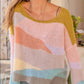 Multicolor Contrast Blocks Drop Shoulder Sweater