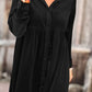 Long Sleeve Ruffle Velvet Button Up Dress