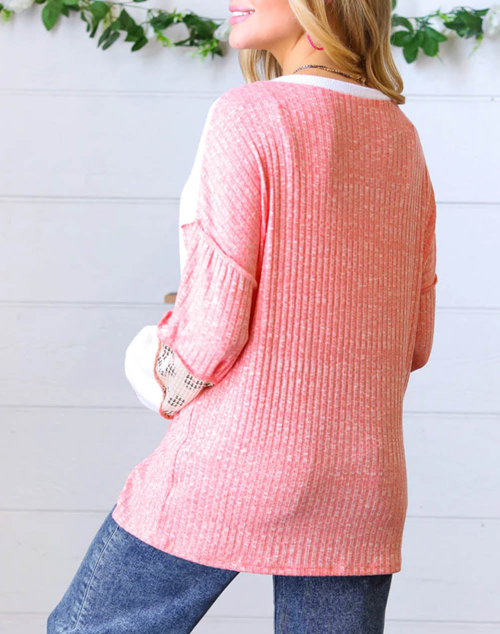 Leopard Two Tone Color Block Exposed Seam Top