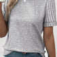 Ribbed Splicing Sleeve Round Neck T-shirt