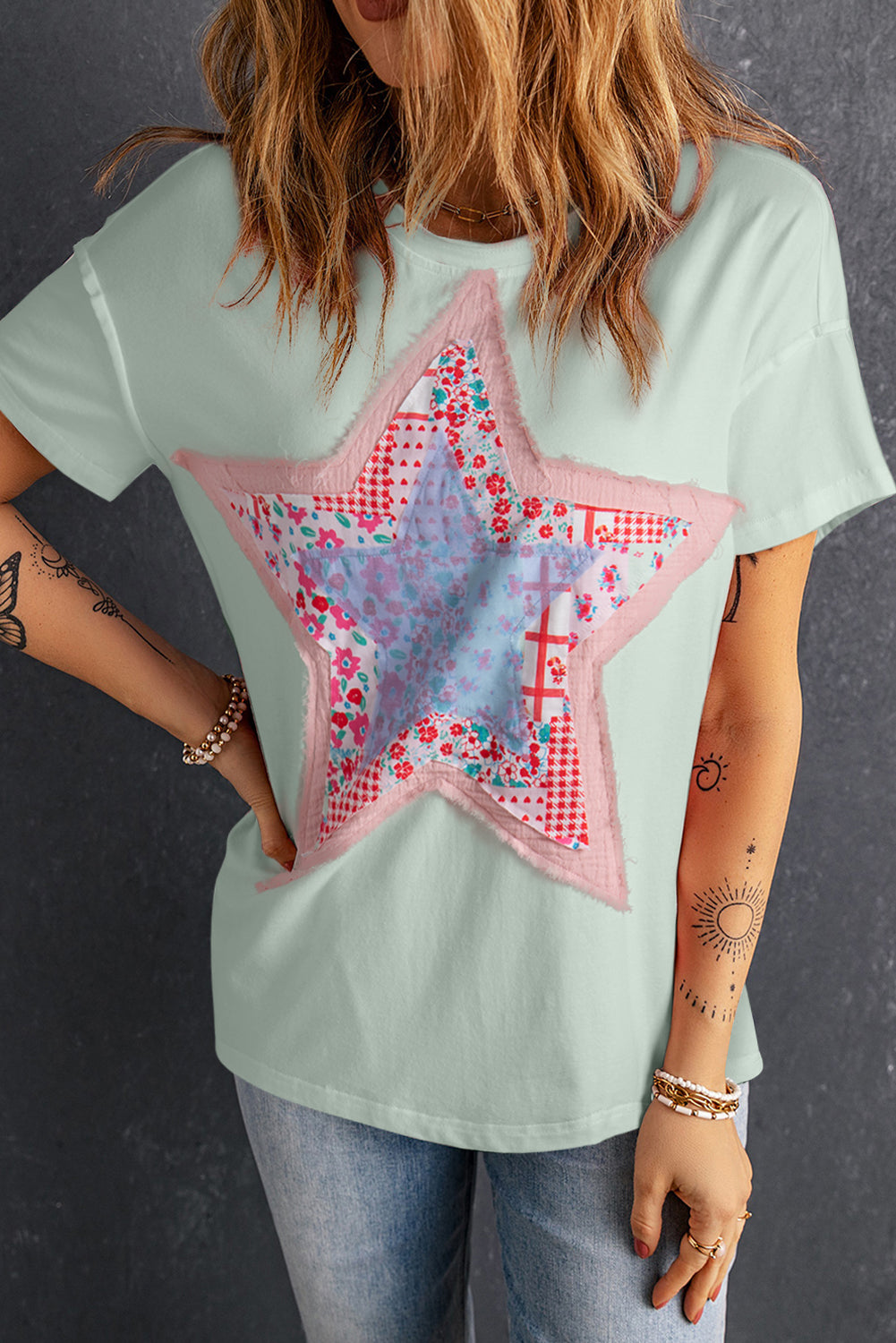Star Patchwork Loose T-shirt