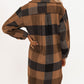 Tan Plaid Button-Down Flap Pocket Long Shacket