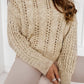 Eyelets Cable Knit Drop Shoulder Sweater