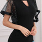 Starry Mesh Flutter Sleeve Slim Fit Top
