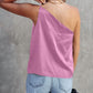 Satin One Shoulder Loose Tank Top