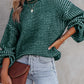 Heathered Knit Drop Shoulder Puff Sleeve Sweater