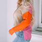 Color Block Turtle Neck Drop Shoulder Knit Sweater