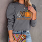 Halloween Slogan Graphic Puff Sleeve Sweatshirt