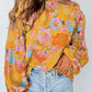 Floral Print Ruffle Puff Sleeve Blouse