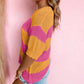 Stripe Color Block Knitted T-shirt Sweater