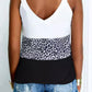 Leopard Print Contrast V-Neck Tank Top