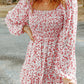 Boho Floral Smocked Puff Sleeve Mini Dress