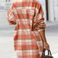 Plaid Flap Pocket Long Sleeve Shacket