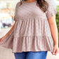 Plus Size Eyelet Pattern Ruffle Sleeve Babydoll Top
