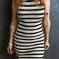 Stripe Hollowed Knit Sleeveless Sweater Dress