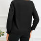 Solid Asymmetric V Neck Long Sleeve Satin Blouse