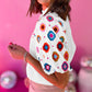 Embroidered Smocked Neck Puff Sleeve Top