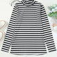 Striped Print Textured Knit Long Sleeve Tee
