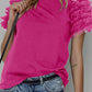 Mesh Ruffled Short Sleeve T Shirt