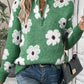 Floral Pattern Half Zip Drop Shoulder Sweater