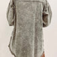 Acid Wash Flap Pocket Raw Hem Tunic Denim Jacket