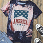 AMERICA Stars Bleached Print Short Sleeve Graphic Tee