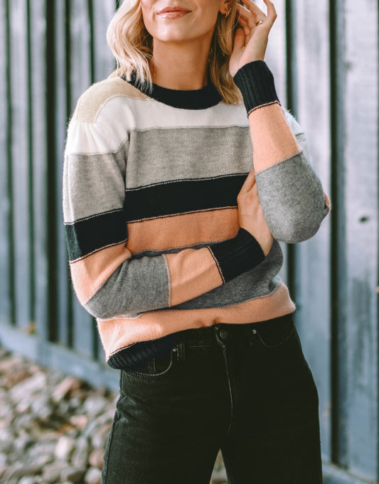Striped Color Block Casual Sweater