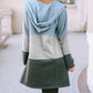 Color Block Patchwork Open Front Hooded Cardigan